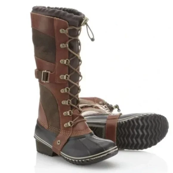 EUC Sorel Conquest Carly Tall Winter Lace Up Waterproof Boots Sz 7 - Picture 1 of 10